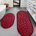 Oval Anti-Slip Bathroom Mat Set with Pebble Texture