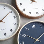 Minimalist Circular Wall Clock with Wooden Frame Flush Mount