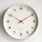 Minimalist Circular Wall Clock with Wooden Frame Flush Mount