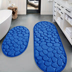 Oval Anti-Slip Bathroom Mat Set with Pebble Texture