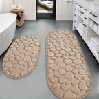 Oval Anti-Slip Bathroom Mat Set with Pebble Texture