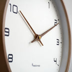 Minimalist Circular Wall Clock with Wooden Frame Flush Mount