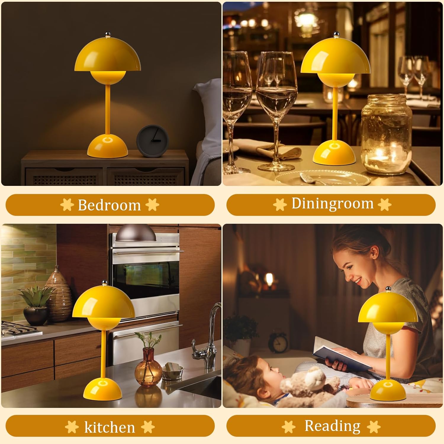 Mushroom Shaped Table Lamp with Dome Shade