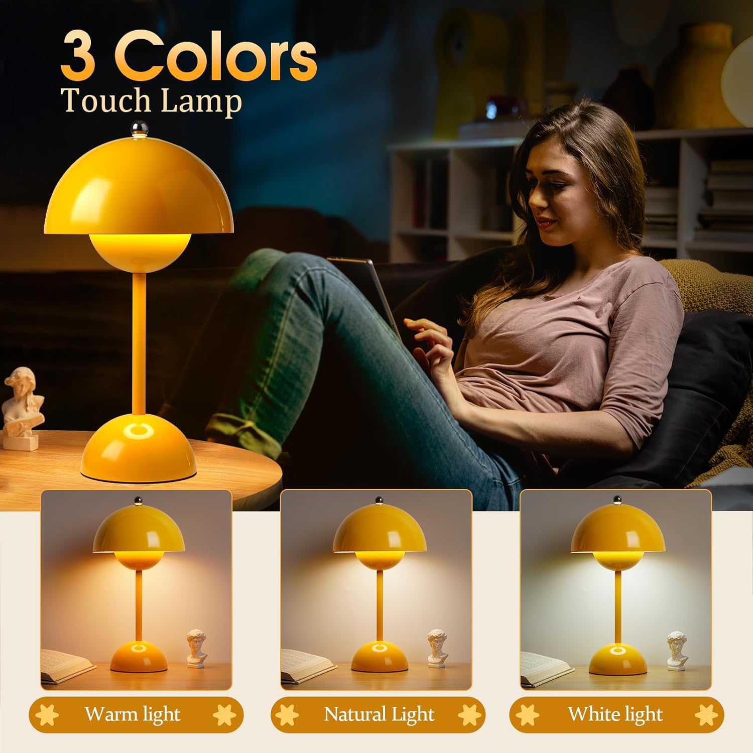 Mushroom Shaped Table Lamp with Dome Shade