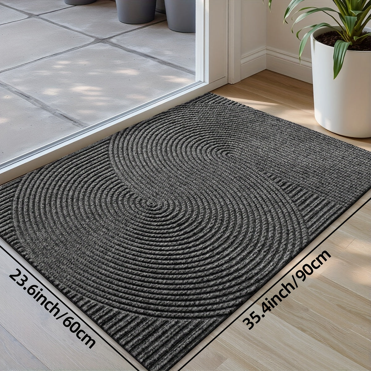 Rectangular Entrance Door Mat with Raised Circular Pattern