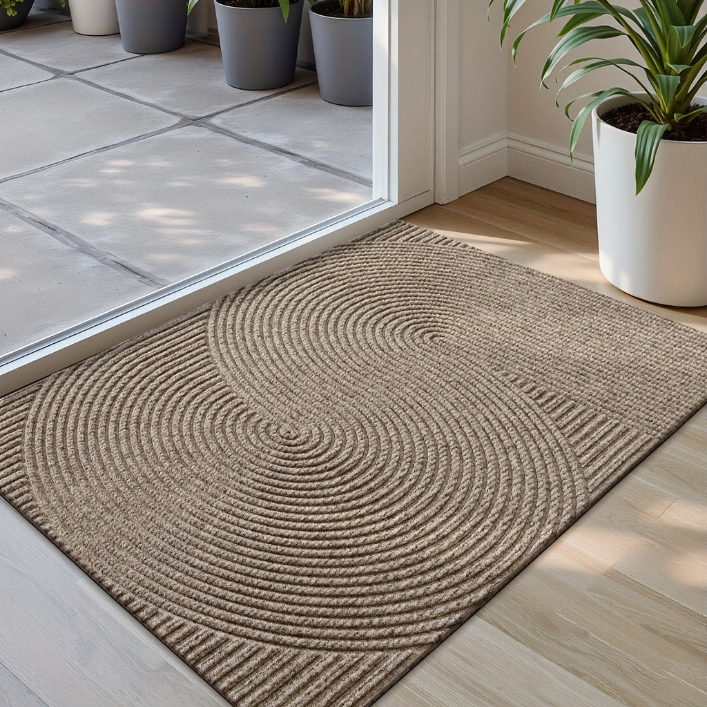 Rectangular Entrance Door Mat with Raised Circular Pattern