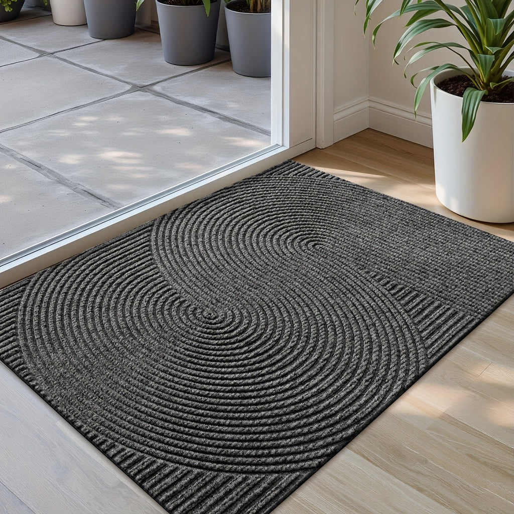 Rectangular Entrance Door Mat with Raised Circular Pattern
