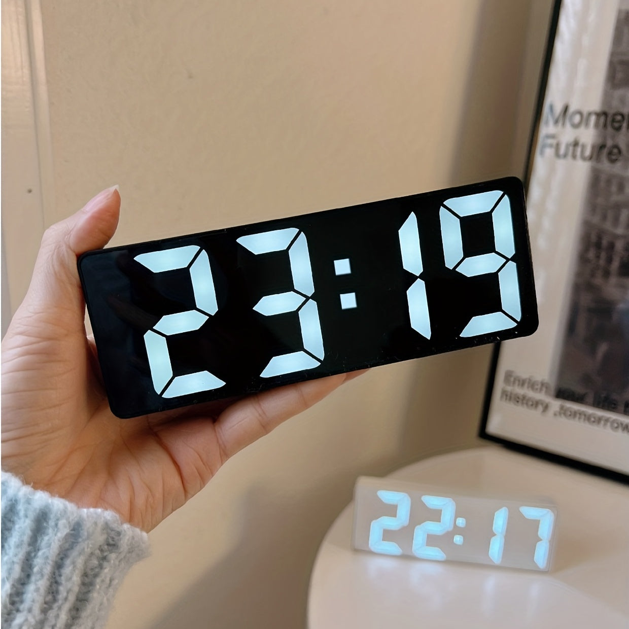 LED Digital Alarm Clock with Large Display and Adjustable Brightness