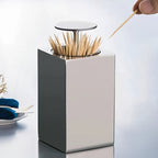 Stainless Steel Toothpick Dispenser with Push Button for Hygienic Table Use