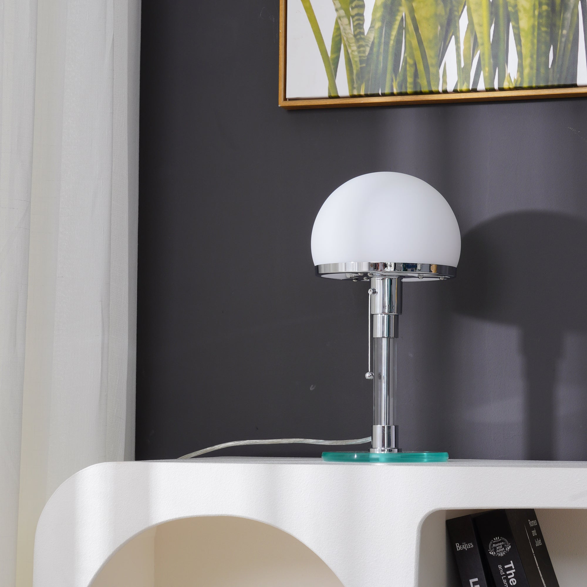 Glass Globe Table Lamp with Metal Base