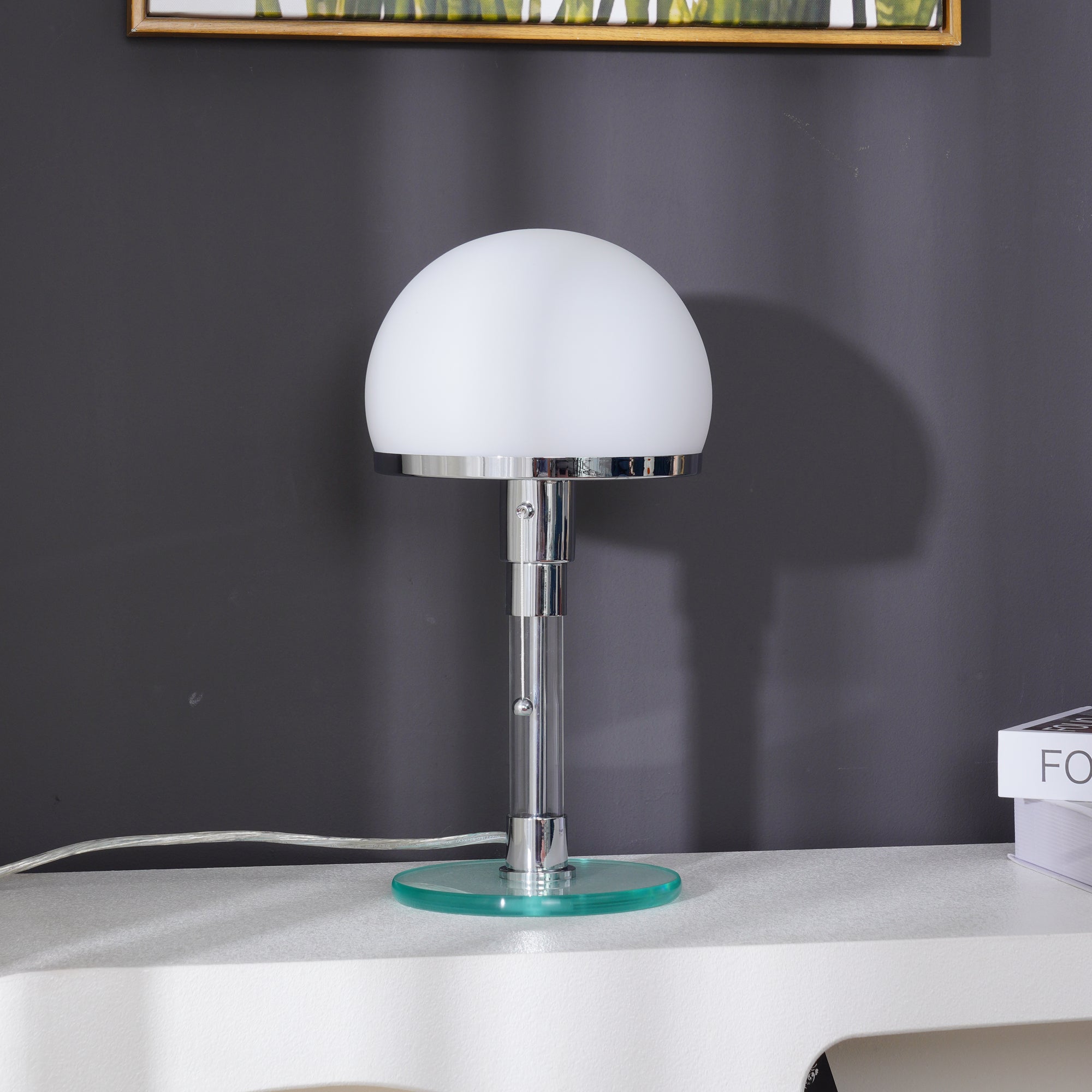 Glass Globe Table Lamp with Metal Base