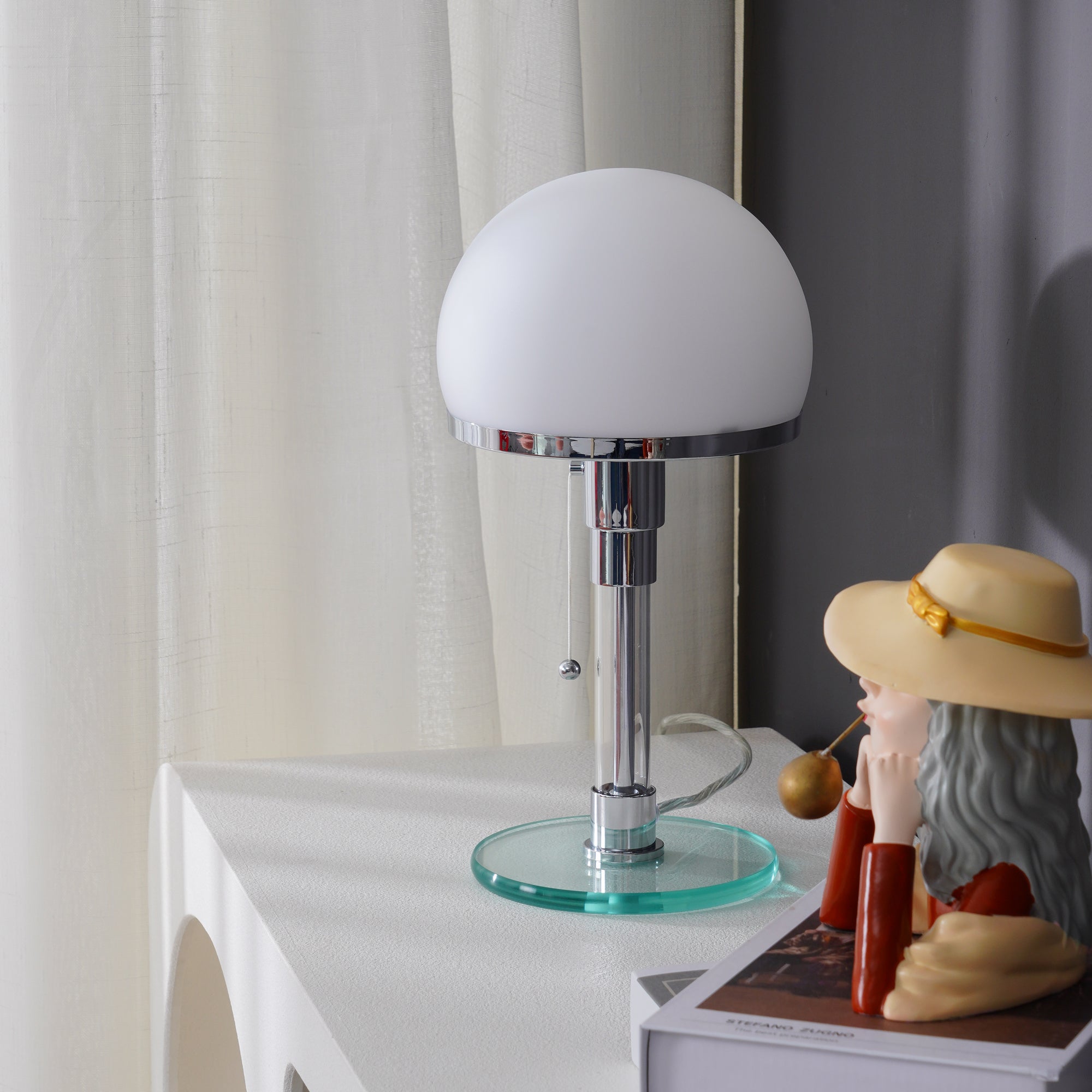 Glass Globe Table Lamp with Metal Base