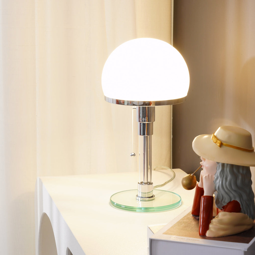 Glass Globe Table Lamp with Metal Base