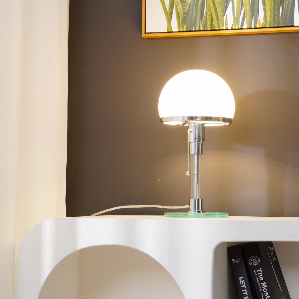 Glass Globe Table Lamp with Metal Base