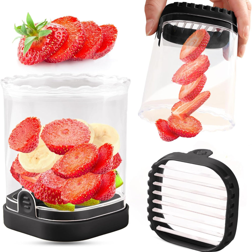 Manual Fruit Slicer with Collection Container and Interchangeable Blades