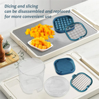Manual Fruit Slicer with Collection Container and Interchangeable Blades