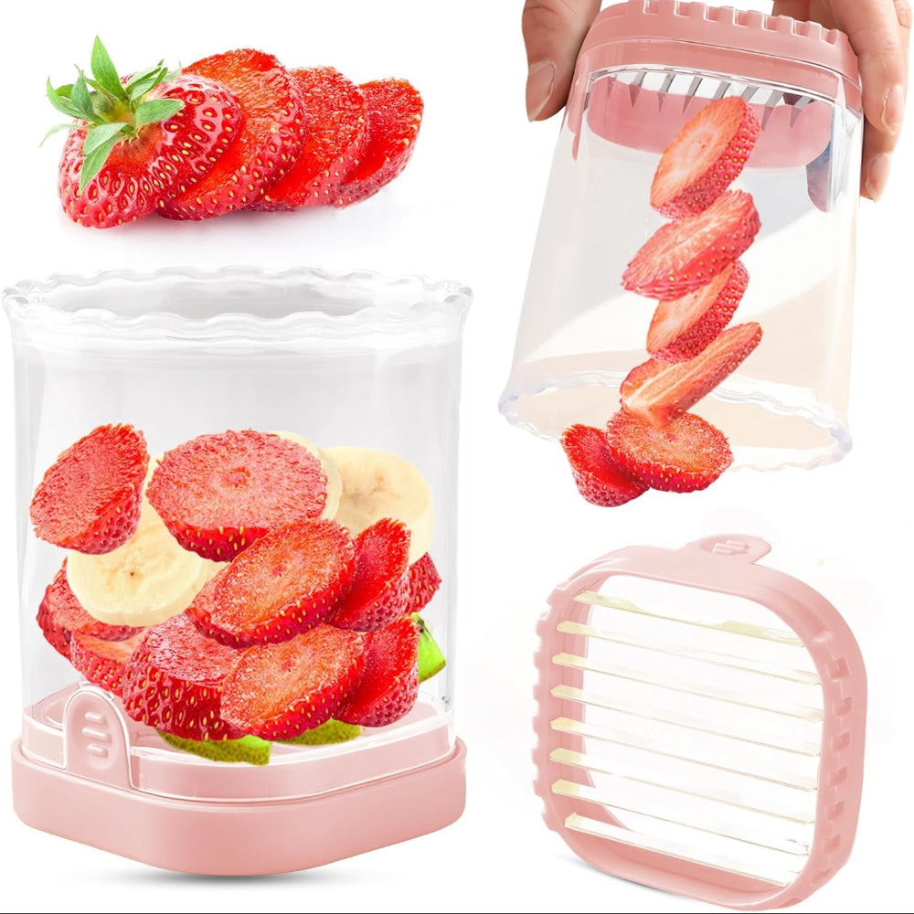 Manual Fruit Slicer with Collection Container and Interchangeable Blades