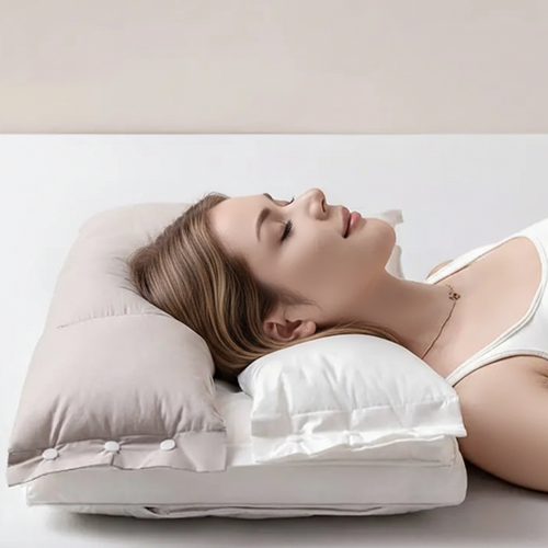 Adjustable Neck Support Pillow with Layered Cushion for Sleeping