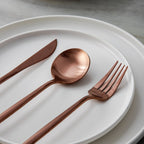 Gold Stainless Steel Cutlery Set with Forks, Knives, and Spoons for Dining Table Use