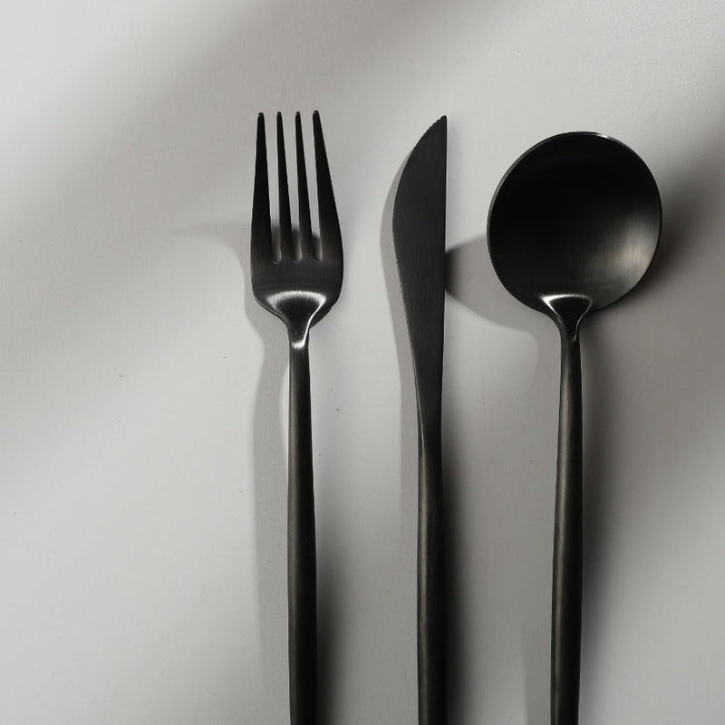 Gold Stainless Steel Cutlery Set with Forks, Knives, and Spoons for Dining Table Use