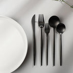 Gold Stainless Steel Cutlery Set with Forks, Knives, and Spoons for Dining Table Use