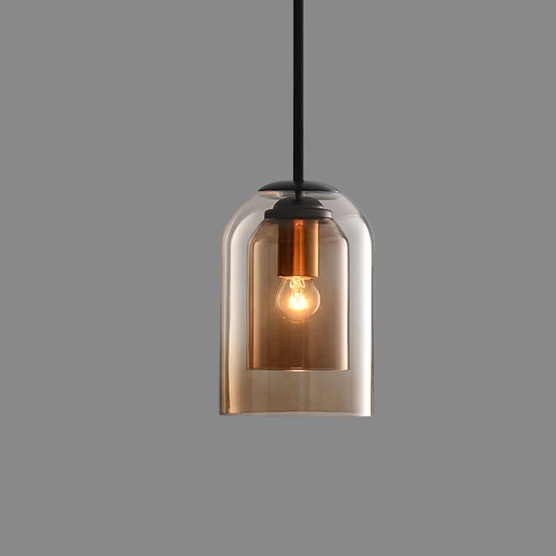 Smoked Glass Pendant Light with Double Shade for Modern Ceiling Lighting