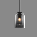 Smoked Glass Pendant Light with Double Shade for Modern Ceiling Lighting