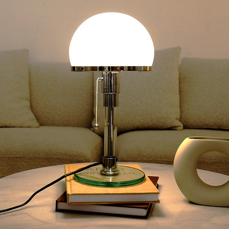 Glass Globe Table Lamp with Metal Base