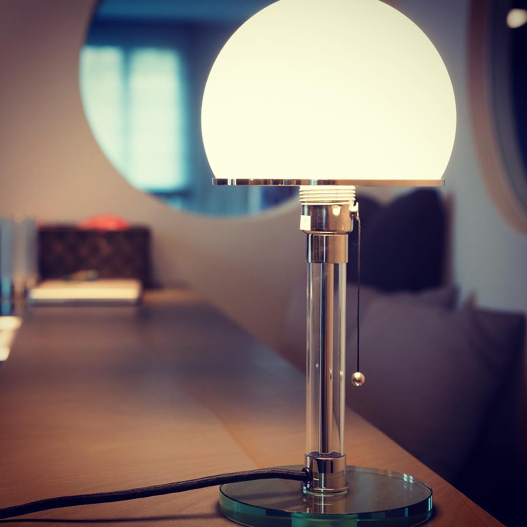 Glass Globe Table Lamp with Metal Base