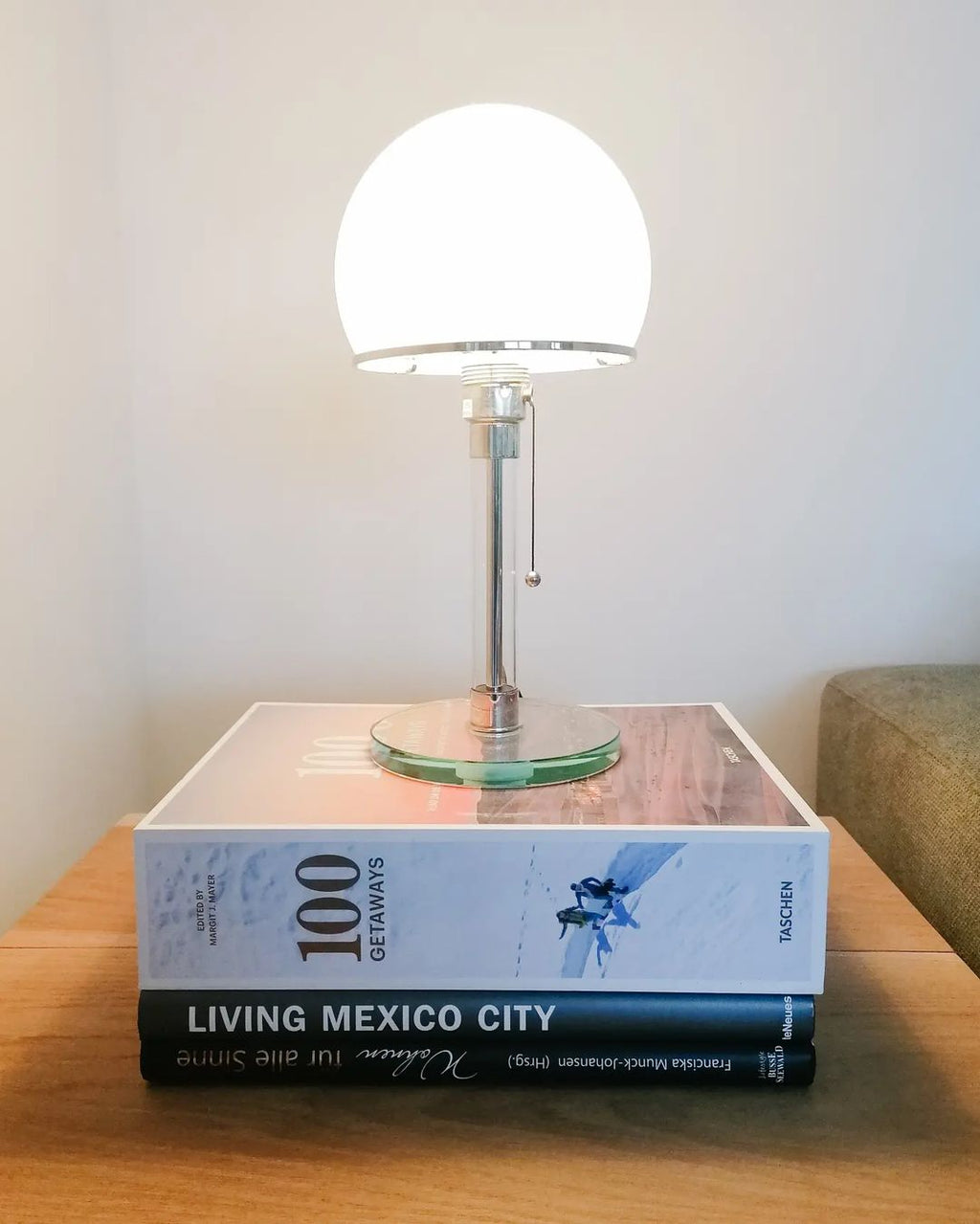 Glass Globe Table Lamp with Metal Base