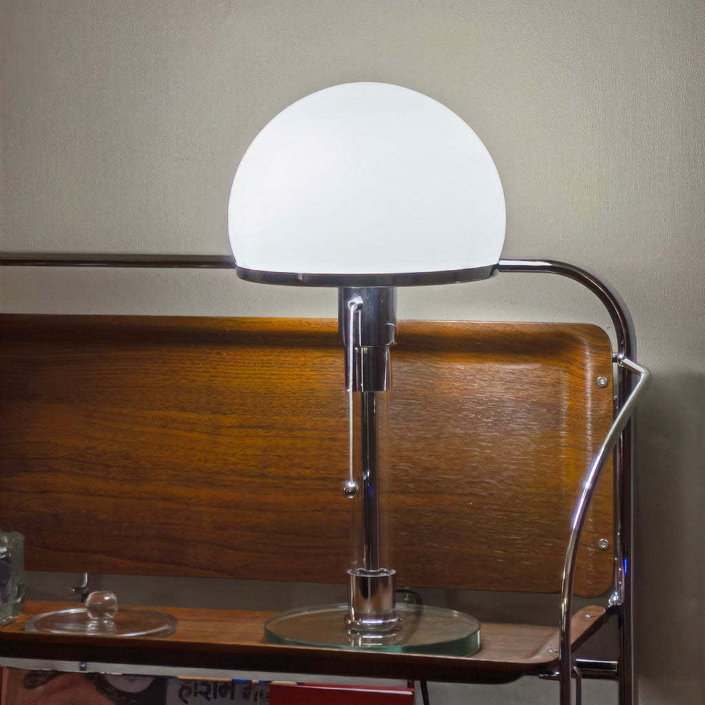 Glass Globe Table Lamp with Metal Base