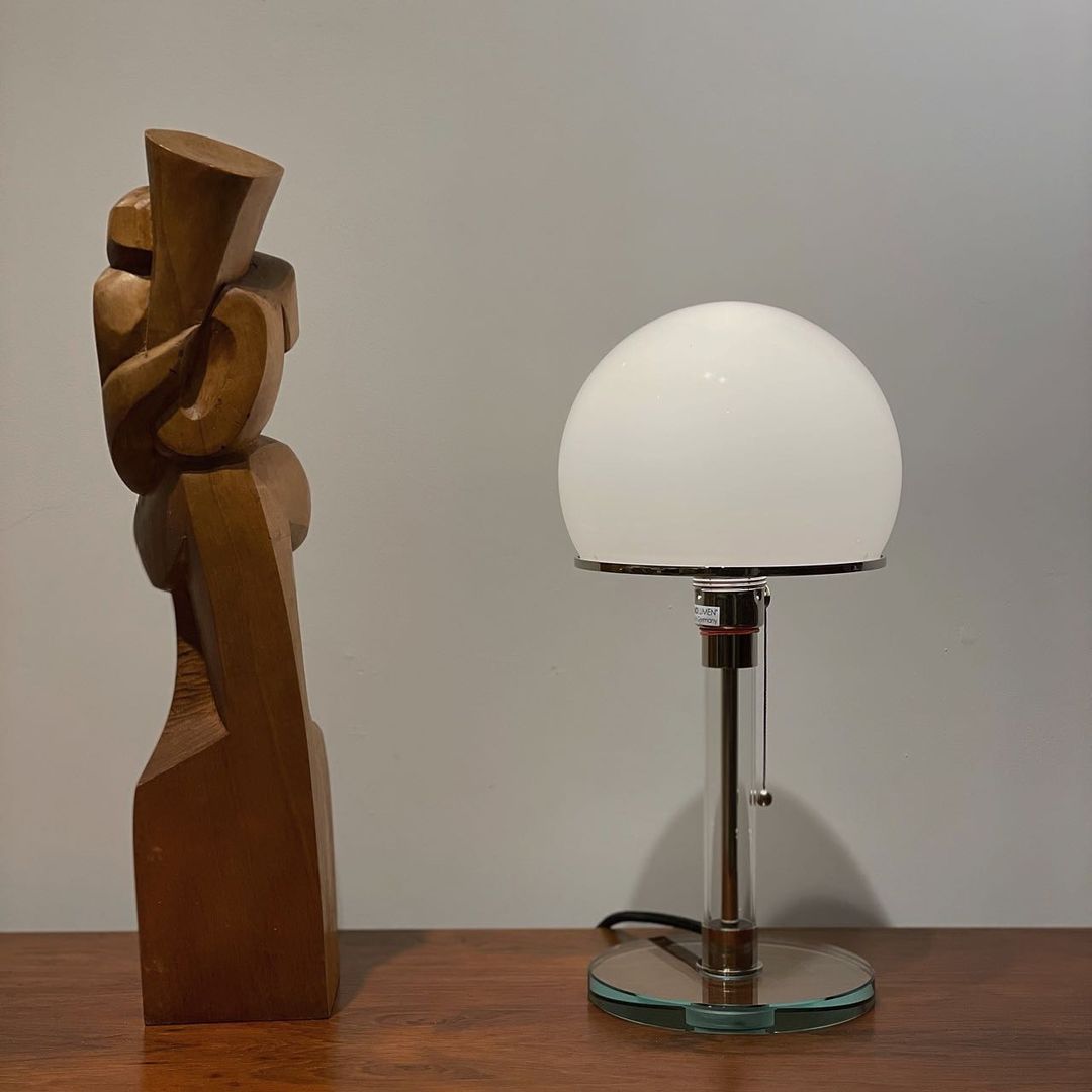 Glass Globe Table Lamp with Metal Base