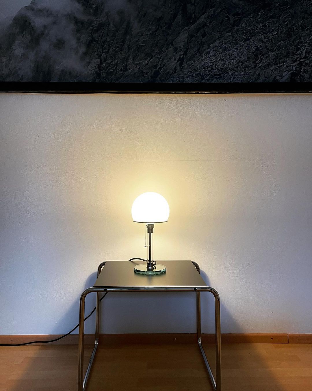 Glass Globe Table Lamp with Metal Base