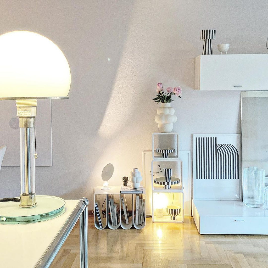 Glass Globe Table Lamp with Metal Base