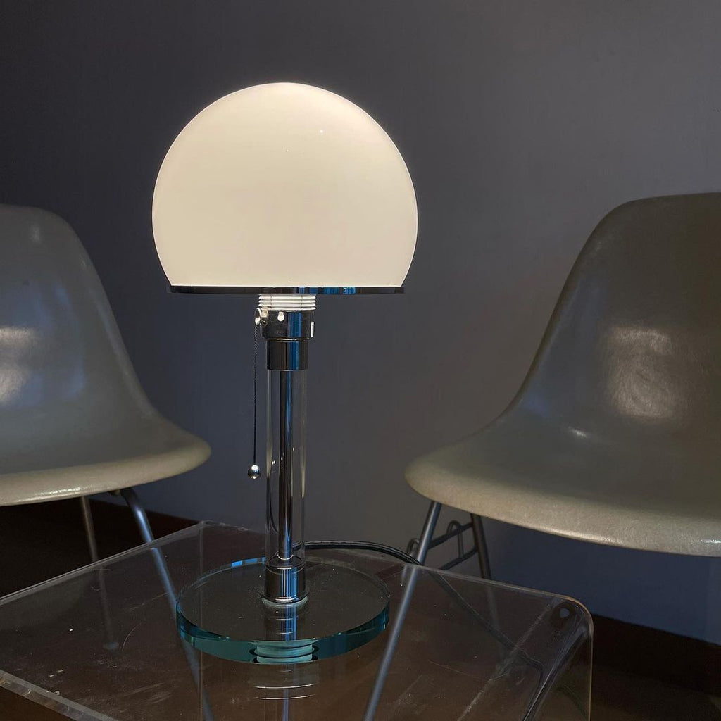 Glass Globe Table Lamp with Metal Base