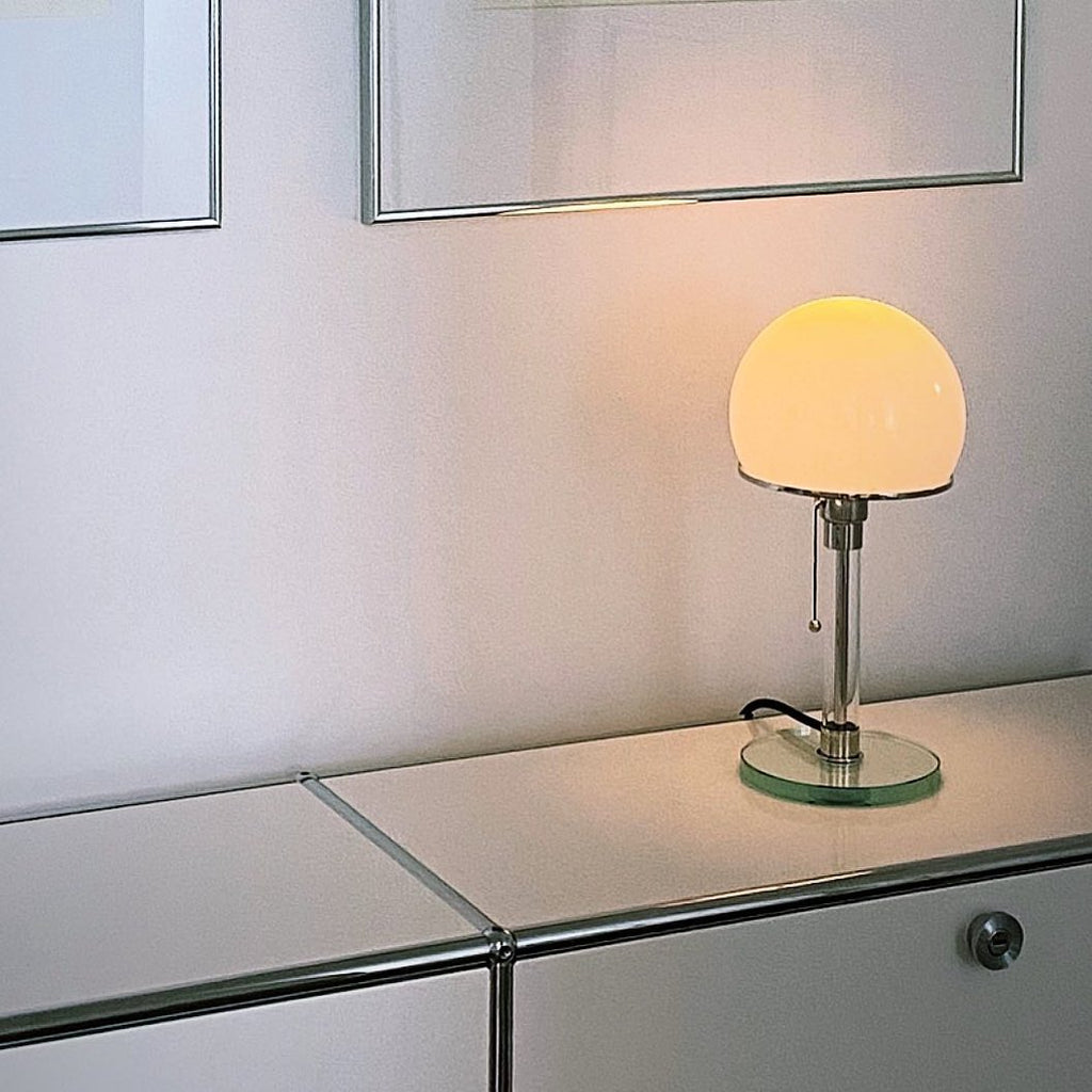 Glass Globe Table Lamp with Metal Base