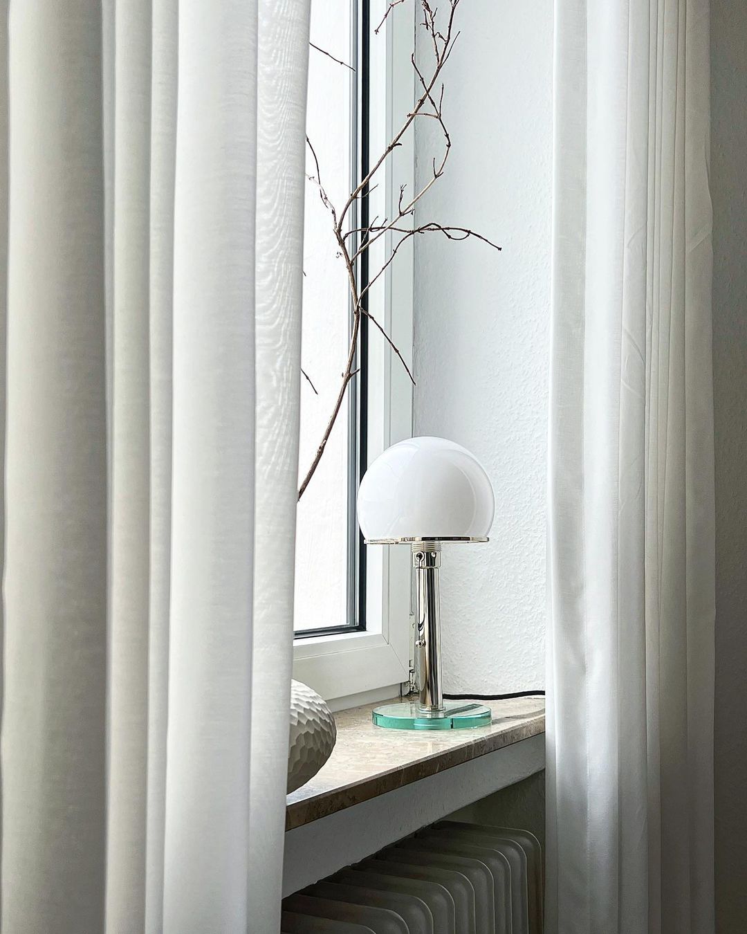 Glass Globe Table Lamp with Metal Base