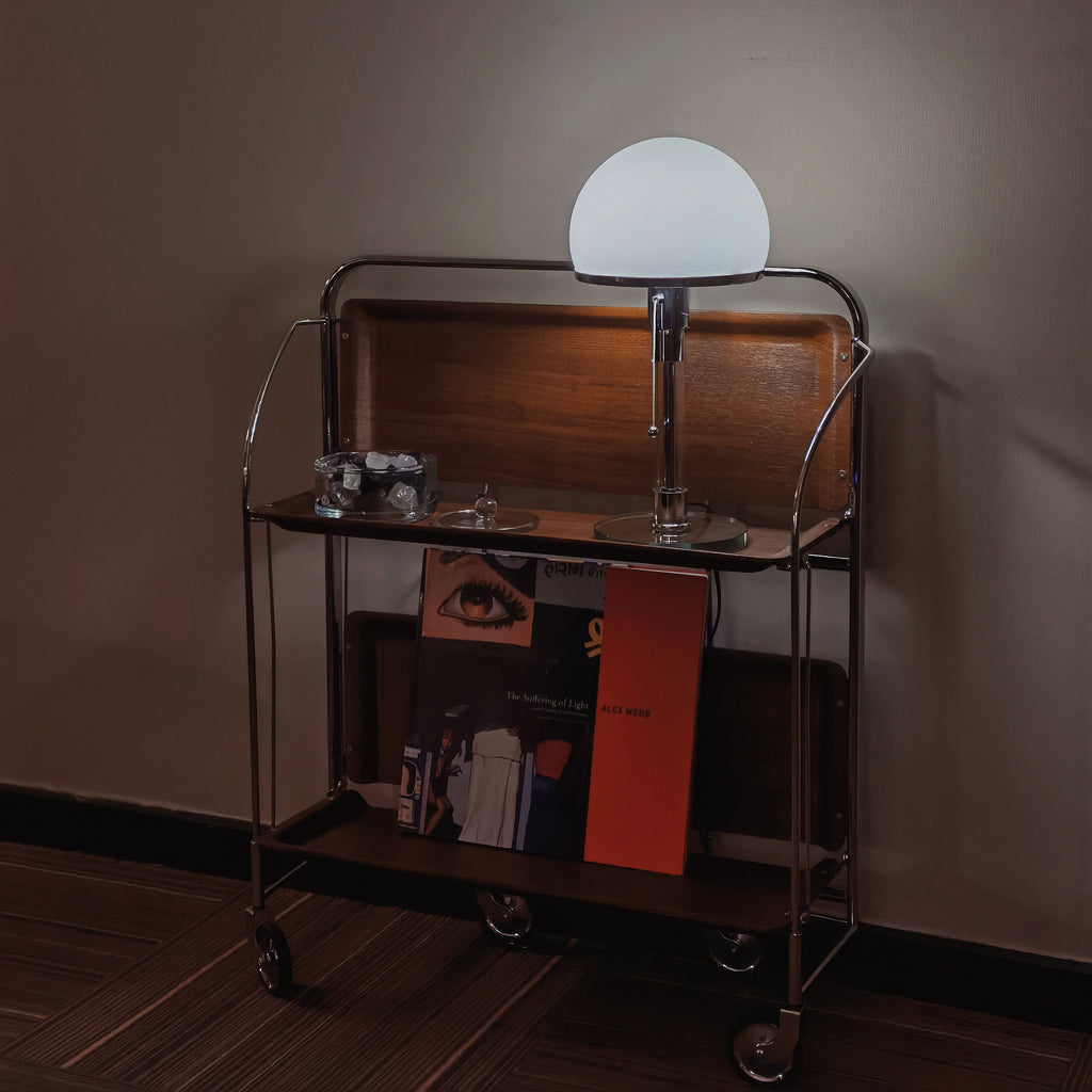 Glass Globe Table Lamp with Metal Base