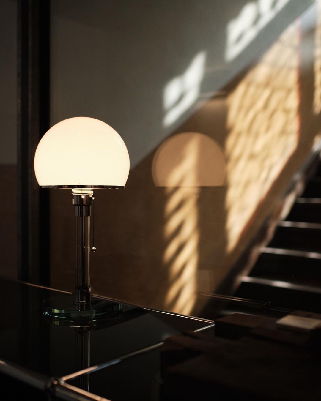 Glass Globe Table Lamp with Metal Base
