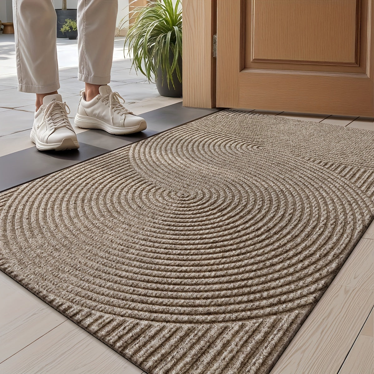 Rectangular Entrance Door Mat with Raised Circular Pattern