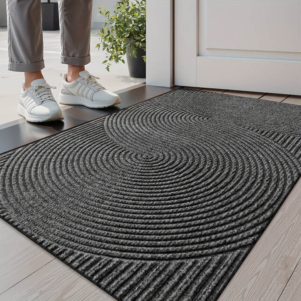 Rectangular Entrance Door Mat with Raised Circular Pattern