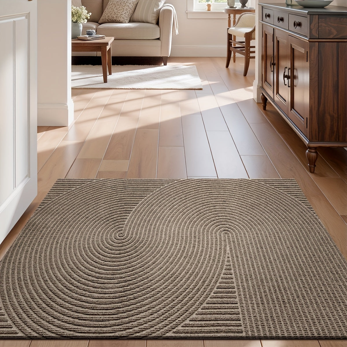 Rectangular Entrance Door Mat with Raised Circular Pattern