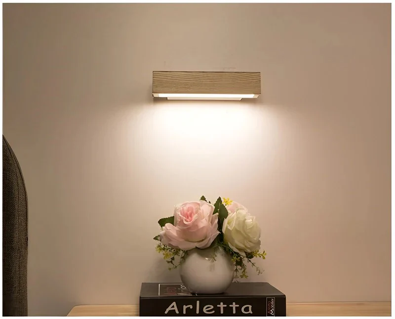 Adjustable Wooden Wall Light with Rotating Arm