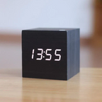 Cube Wooden LED Digital Alarm Clock with Hidden Display