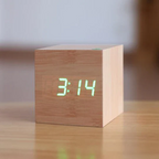 Cube Wooden LED Digital Alarm Clock with Hidden Display