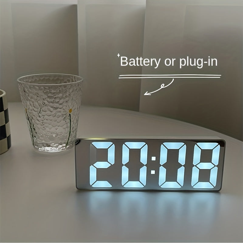 LED Digital Alarm Clock with Large Display and Adjustable Brightness