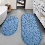 Oval Anti-Slip Bathroom Mat Set with Pebble Texture