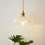 Glass Pendant Light with Ribbed Shade for Ceiling Lighting