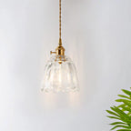 Glass Pendant Light with Ribbed Shade for Ceiling Lighting