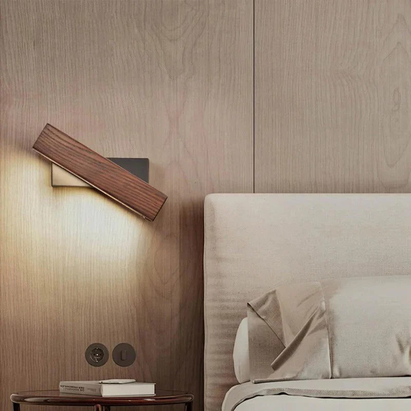 Adjustable Wooden Wall Light with Rotating Arm